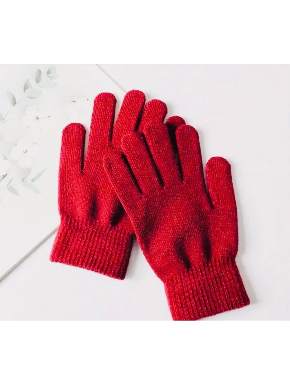 New - Stay Warm and Active with These Thickened Knit Gloves - Red - OS